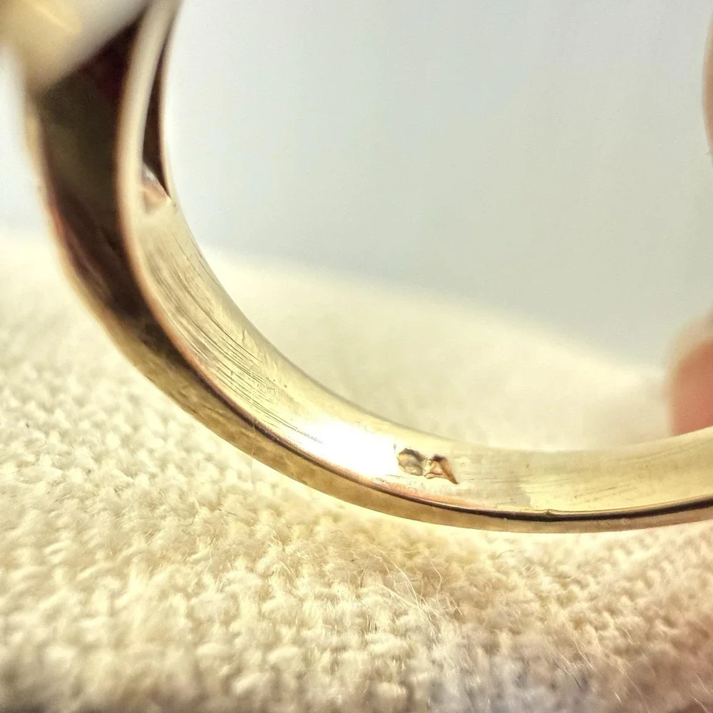 10K Yellow Gold Smoky Quartz White Accent Stone Bypass Ring SA 4.3g Size 5 MCM